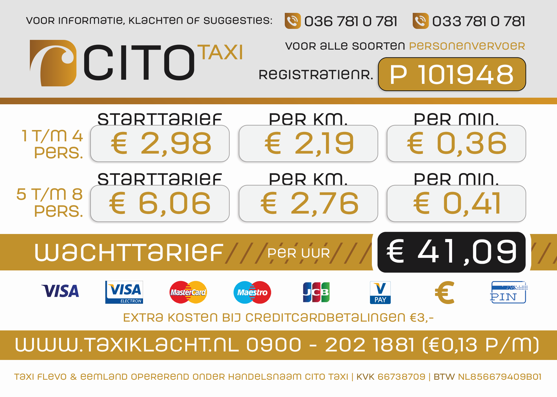 Taxi Tarieven Kaart Kaart
